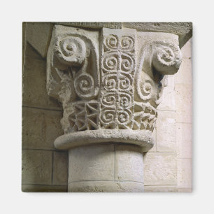 Carved column decorated with croziers and spirals magnet