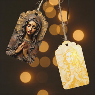 Carved Devotion Wooden Mary Gift Tags