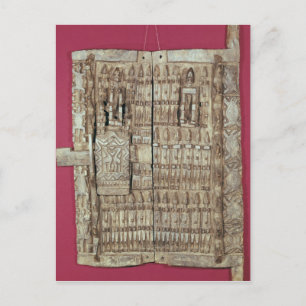 Carved door for a granary postcard