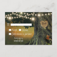 Carved Grandfather Oak Tree Wedding RSVP Cards