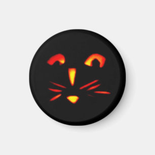 Carved Halloween Pumpkin Cat Face Magnet