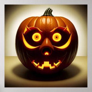 Carved Halloween Pumpkin Jack O Lantern Wall Poster