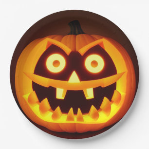 Carved Halloween Pumpkin Paper Plate