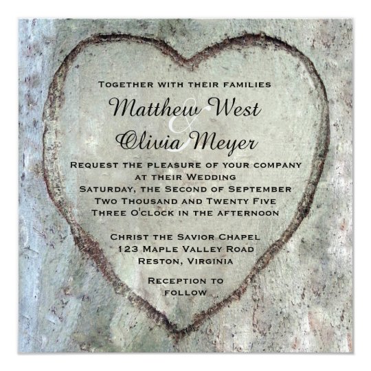 Carved Heart Birch Tree Wedding Card