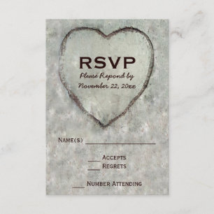 Carved Heart Birch Tree Wedding RSVP