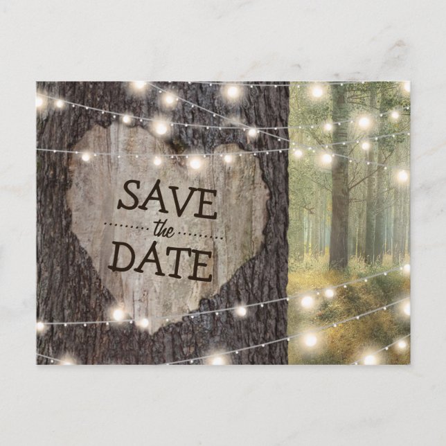 Carved Heart Tree Wedding | Save the Date Announcement Postcard (Front)