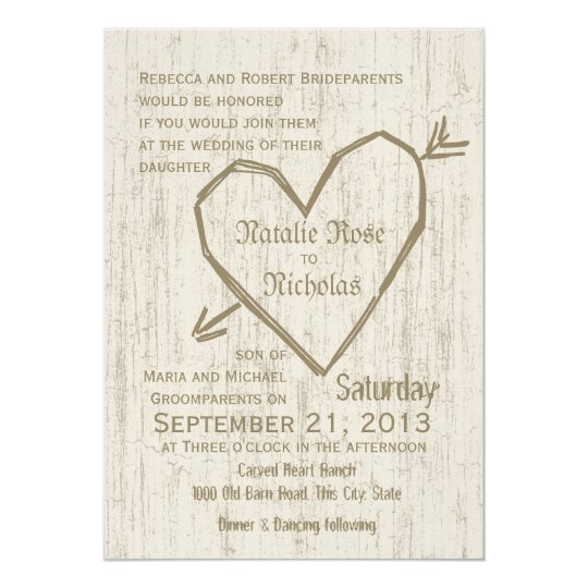 Carved Heart Wedding Card