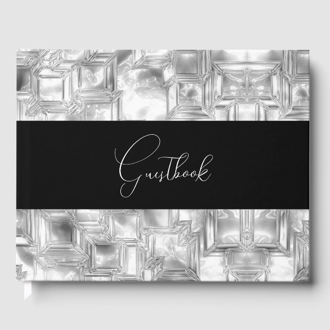 Carved Ice Texture Wedding Guest Book (Front)