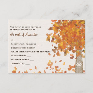 Carved Initials Tree Wedding RSVP Response Card