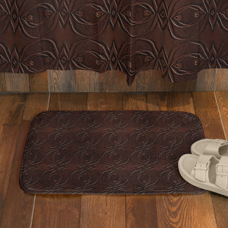 Carved Leather Look Brown Seamless Pattern Bath Mat