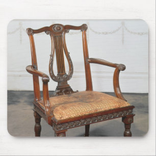 Carved lyre-back chair, supplied by mouse pad