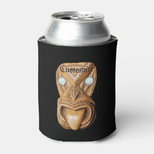 Carved Maori Tiki Face Thunder_Cove Can Cooler