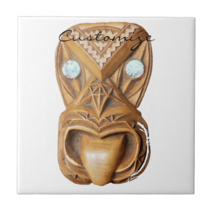 Carved Maori Tiki Face Thunder_Cove Ceramic Tile