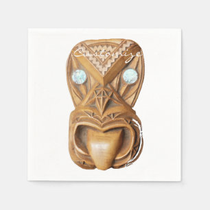 Carved Maori Tiki Face Thunder_Cove Napkin