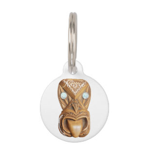 Carved Maori Tiki Face Thunder_Cove Pet ID Tag
