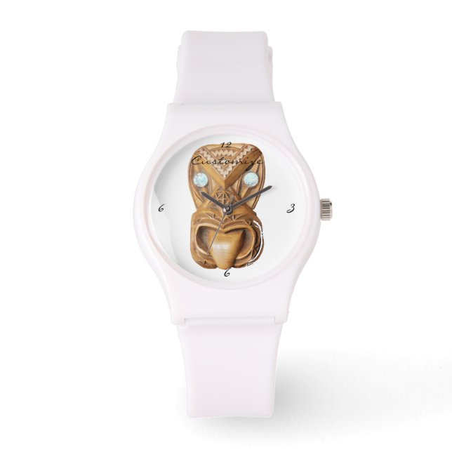 Carved Maori Tiki Face Thunder_Cove Watch (Front)