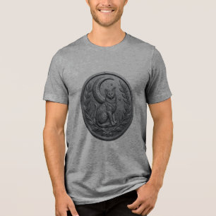Carved Moon Cat Medallion T-Shirt Tri-Blend Shirt