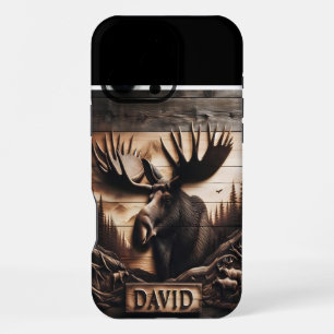 Carved Moose In Forest iPhone 16 Pro Max Case