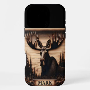 Carved Moose Portrait iPhone 16 Pro Max Case