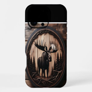 Carved Moose Wood Art iPhone 16 Pro Max Case