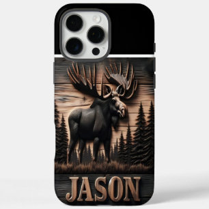 Carved Moose Wood Sign iPhone 16 Pro Max Case