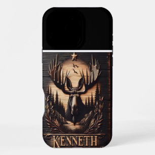 Carved Moose Wood Sign iPhone 16 Pro Max Case
