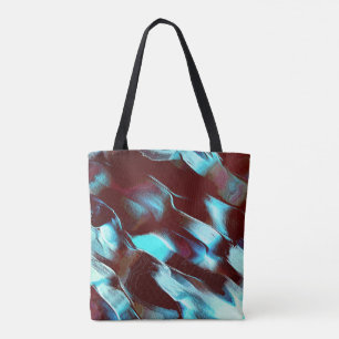 Carved of matte metal, in brown to cyan gradient tote bag