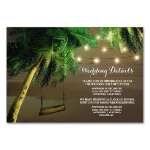 Carved Palm Tree Beach Lights Wedding Insert Cards