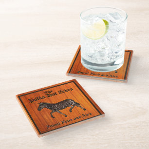 Carved Polka Dot Zebra English Pub Beverage Coaste Glass Coaster