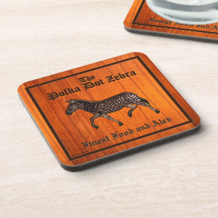 Carved Polka Dot Zebra English Pub Coaster