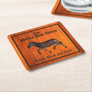 Carved Polka Dot Zebra English  Square Paper Coaster