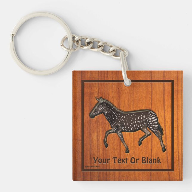 Carved Polka Dot Zebra Key Ring (Front)