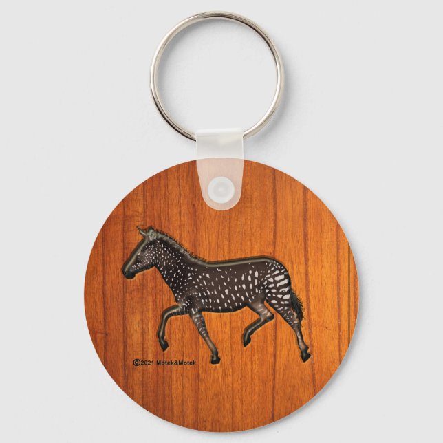Carved Polka Dot Zebra Key Ring (Front)