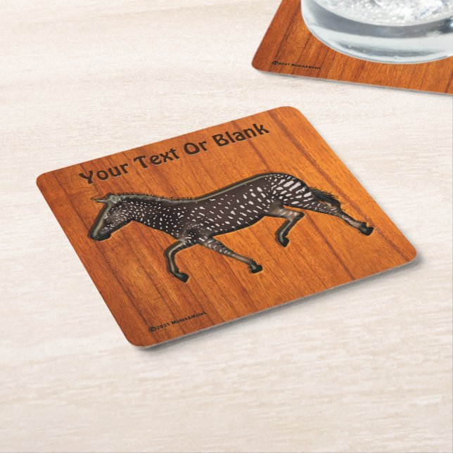 Carved Polka Dot Zebra Square Paper Coaster (Angled)