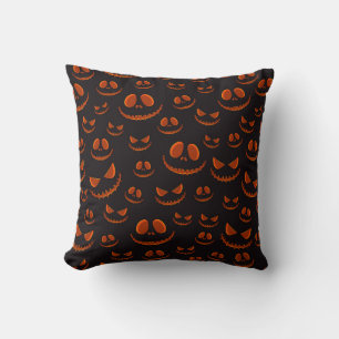 Carved Pumpkin Eyes and Evil Smile - Halloween Cushion