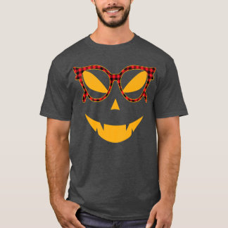 Carved Pumpkin Face Jack O Lantern Glasses Hallowe T-Shirt