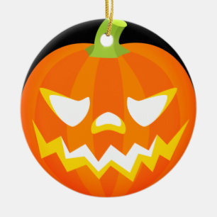 Carved Pumpkin - Halloween Ceramic Ornament
