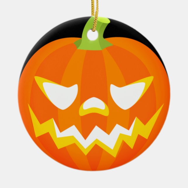 Carved Pumpkin - Halloween Ceramic Ornament (Front)