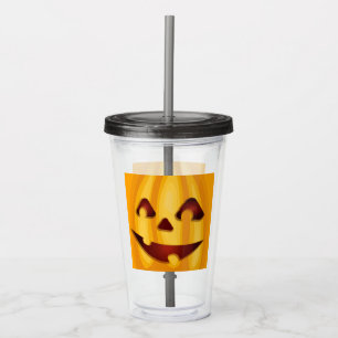 Carved pumpkin smiling Halloween design Acrylic Tumbler