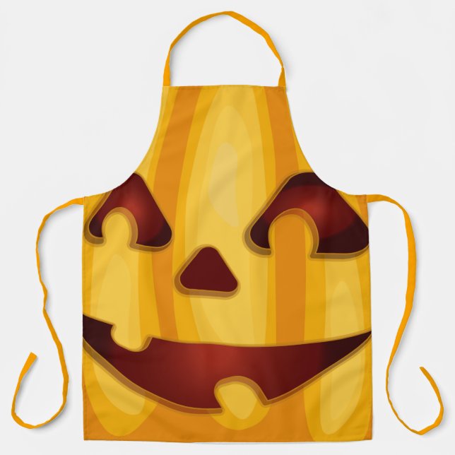 Carved pumpkin smiling Halloween design Apron (Front)