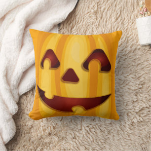 Carved pumpkin smiling Halloween design Cushion