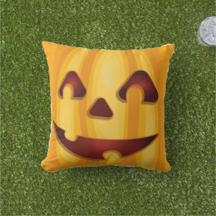 Carved pumpkin smiling Halloween design Cushion