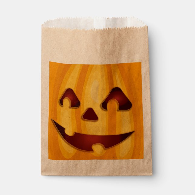 Carved pumpkin smiling Halloween design Favour Bag (Front)