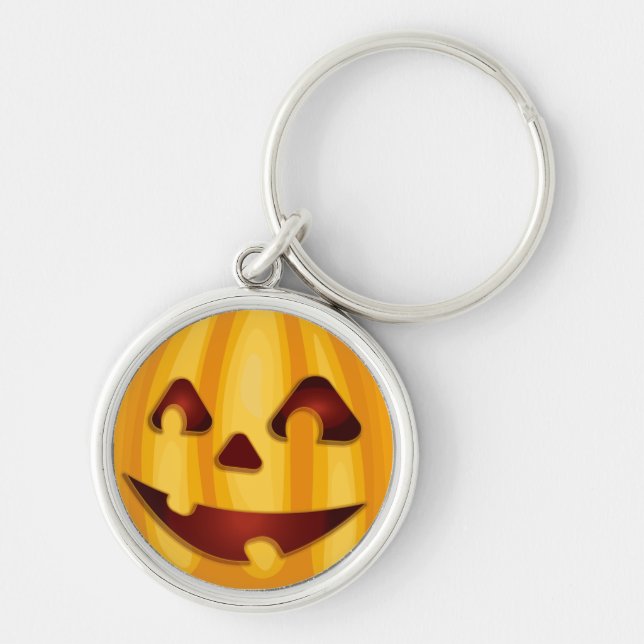 Carved pumpkin smiling Halloween design Key Ring (Front)