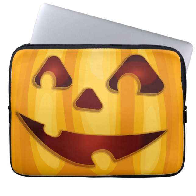 Carved pumpkin smiling Halloween design Laptop Sleeve (Front)