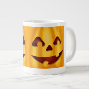 Carved pumpkin smiling Halloween design Large Coffee Mug