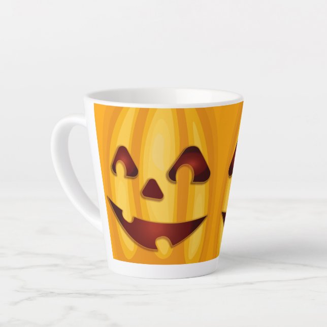 Carved pumpkin smiling Halloween design   Latte Mug (Left Angle)