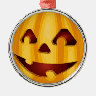 Carved pumpkin smiling Halloween design Metal Ornament