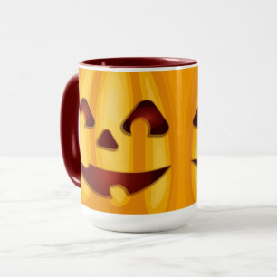 Carved pumpkin smiling Halloween design Mug
