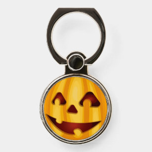 Carved pumpkin smiling Halloween design Phone Ring Stand